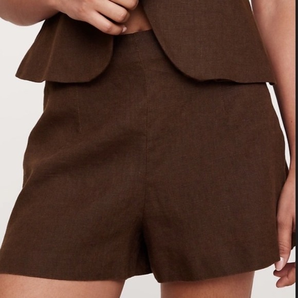 Banana Republic Women's Brown Linen Blend High Rise Shorts Large New With Tags - Picture 1 of 6